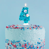 1 x Brand New Birthday Candles Blue Glittering Number Candles, Cake Decoration for Birthday, Party, Wedding Anniversary - Number 3 - RRP €6.04