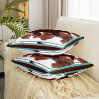 1 x Brand New Set of 2 pillowcases horse pillowcases 45 x 45 cm rustic western cowboy decorative pillow case decor cushion cover pillowcase reversible retro farmhouse horse teal blue brown throw decorative pillow - RRP €20.4