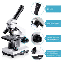 1 x RAW Customer Returns BEBANG 100X-2000X Microscope for Children Adults, Professional Biological Microscopes for Students School Laboratory Home - RRP €109.99