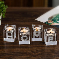 1 x Brand New Sziqiqi Set of 4 Clear Glass Candle Holders, Crystal Candle Holders Small Candle Holders for Christmas Ceremony Tabletop Home Decoration Housewarming Gift, Home - RRP €29.98