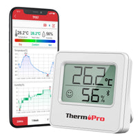 6 x RAW Customer Returns ThermoPro TP357 Room Thermometer 80 Meters Internal Bluetooth Reception with APP Home Thermometer with Remote Monitor Hygrometer Temperature and Humidity Meter - RRP €74.52