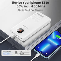 1 x RAW Customer Returns ROMOSS SW20PF 20000mAh External Battery, Supports 22.5W Fast Charging, Mini Power Bank Portable Charger, LED Screen, High-Speed Charging for All Smartphones and Tablets - RRP €41.63