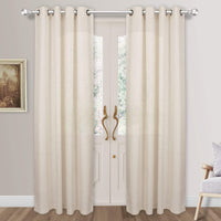 1 x RAW Customer Returns VOILYBIRD Linen Curtains with Eyelets Natural Linen Structure Curtains for Windows Bedroom Living Room HxW 245x140 cm 2 Pieces - RRP €36.99