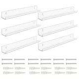 1 x RAW Customer Returns BELLE VOUS Acrylic Shelf Set Clear 6 Pieces - Shelf Wall Mount Made of Acrylic - Decorative Picture Rack Wall Bookshelf for Living Room, Bedroom, Bathroom Organizer Office - Ideal Organizer Photo Rack - RRP €28.49