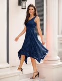 1 x Brand New Meetjen Women s Formal Cocktail Dress Elegant Evening Dress Lace Dress Wedding Bridesmaid Dress Party Dress Navy XL - RRP €43.92