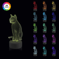 1 x RAW Customer Returns CooPark Cat Lamp Gifts, Meow 3D Illusion Optical Desk Night Light with 16 Colors Changing Remote Control Dimmable, Christmas Birthday Home Bedroom Decor for Kids Boy - RRP €19.99