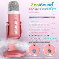 1 x RAW Customer Returns zealsound USB microphone, k66 gaming microphone for iPhone mobile phone PC PS4 5, with mute button, noise reduction mode, echo monitor jack, for recordings, streaming, ASMR, podcasts, TikTok, YouTube, Twitch-pink - RRP €49.25