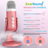 1 x RAW Customer Returns zealsound USB microphone, k66 gaming microphone for iPhone mobile phone PC PS4 5, with mute button, noise reduction mode, echo monitor jack, for recordings, streaming, ASMR, podcasts, TikTok, YouTube, Twitch-pink - RRP €49.25