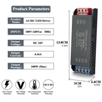 1 x RAW Customer Returns BRIMETI 24V power supply transformer 230V to 24V, 100W LED driver switching power supply LED transformer 4.16A AC 230V to DC 24 Volt, compact extremely thin constant voltage low-voltage transformer for LED lamps - RRP €16.72