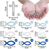 1 x Brand New HAKACC Wooden Scatter Decorations in the Shape of Fishes and Crosses, 100 Pieces, for Baptisms, Communions and Confirmations - RRP €7.04