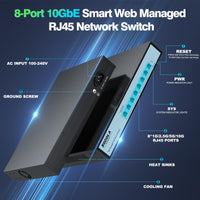 1 x RAW Customer Returns SODOLA 8 Port 10Gbit Easy Web Managed Switch, 8 x 10G RJ-45 ports, 160Gbps bandwidth, supports LACP, VLAN, QoS, 10G 5G 2.5G 1000M 100M Auto-Negotiation, Multi-Gigabit Managed Ethernet Switch - RRP €322.07