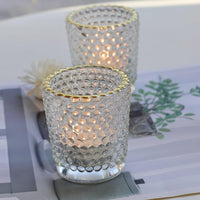 1 x RAW Customer Returns Votive Candle Holder Set of 12, Clear Tealight Holder with Gold Rim, Glass Votive Candle Holder for Table Decoration, Wedding, Birthday and Home Decoration - RRP €26.21