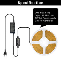 1 x RAW Customer Returns TTWAY COB LED Strip Cold White 6000K, 10M Dimmable DC24V Flexible COB LED Strip Light Set, 384LEDs M, GS Power Supply and RF Remote Control, CRI90 Bright Cabinet Light for DIY Decoration - RRP €47.39