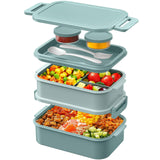 1 x RAW Customer Returns WayEee Lunch Box Adults 2130ml Large Volume Bento Box Leak-Proof Lunch Box Adults BPA Free for Office, School Green  - RRP €15.99