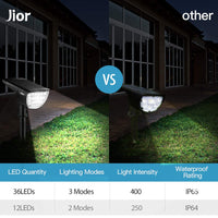 1 x RAW Customer Returns Jior solar lamps for outdoor garden, 6500K solar lights garden, solar spotlights for garden, IP65 waterproof solar light, 3 modes path lighting solar lamps for gardens terrace yard walkway, 2 pieces cold white - RRP €29.99