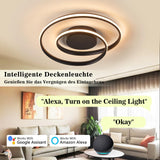 1 x RAW Customer Returns Smart LED ceiling lamp compatible with Alexa app Google Home, dimmable ceiling light with remote control, 5200 lumens round modern black ceiling lamp for living room, bedroom 48cm - RRP €129.99