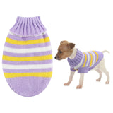 1 x Brand New Small Dog Sweater, Knitted Dog Sweater, Warm Puppy Sweater, Cat Puppy Turtleneck Knit Sweater, Winter Striped Puppy Sweater, Welsh Corgi, Yorkshire Terrier, Chihuahua L, Purple  - RRP €16.8