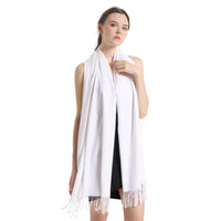 1 x RAW Customer Returns vimate White Pashmina Shawls and Wraps, Women Pashmina Scarves and Shawls for Evening Dresses Bridal Weddings DE-White  - RRP €20.87