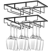 1 x RAW Customer Returns WEYHTF 2 x wine glass holders, metal glass holder hanging, 30 x 23 cm wine glass holder, 3 slots black wine glasses hanging, wine glass holder under cabinet for bar kitchen - RRP €28.22