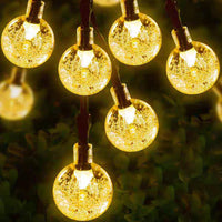 1 x RAW Customer Returns LQWELL Solar Fairy Lights Outdoor, Solar Chain Light Crystal Balls 100LED 16M 55FT IP44 8 Modes Fairy Lights for Outdoor Indoor Waterproof Garden Patio Balcony Wedding Window Warm White  - RRP €20.11