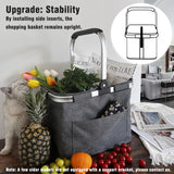 1 x RAW Customer Returns Pynhoklm 30L Shopping Basket Picnic Basket with Aluminum Handle Foldable Basket Shopping Bag Carrying Basket Shopping Aid for Travel Picnic Shopping Grey  - RRP €32.99