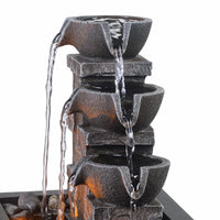 1 x RAW Customer Returns Evisso Imitation 3-Tier Stone Wall Table Fountain Many Natural River Rocks Office Relaxing Waterfall Meditation Table Fountain LED Lights Fountain - RRP €36.99