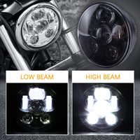 1 x RAW Customer Returns JMTBNO 5.75 inch Motorcycle Headlight LED E Approved Round Projection Headlight Cafe Racer Scrambler Compatible with Sportster 883 1200 Low Rider Wide Glide Softail Triple - RRP €49.4