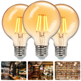 1 x RAW Customer Returns Aigostar Edison Vintage Light Bulb, E27 8W LED Decorative Antique Light Bulb Globe Bulb, Warm White 2200K Filament Lamp, Amber Glass, G80, Ideal for Nostalgia and Retro Lighting, 3 Pack - RRP €18.04