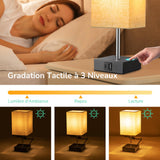 1 x RAW Customer Returns EDISHINE Touch Bedside Lamps Set of 2, with USB-A and USB-C Charging Port, E27 LED Bulb Included, 3 Brightnesses for Bedroom, Living Room, Hotel, Linen Lampshade - RRP €45.37