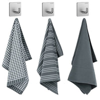 3 x Brand New Tohoee 3 Sets Kitchen Tea Towels 100 Cotton Tea Towels 3PCS Self-Adhesive Hook 45 x 65cm Microfiber Cloth Apply to Tea Napkins Dish Towels Kitchen Tea Towels Etc - RRP €68.4