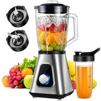 1 x RAW Customer Returns KIDISLE 1200W Stand Mixer Professional 2-1Smoothie Maker Combination 1.5L Glass Container Blender High Performance Blender with 650ml Travel Mug 3 Speed Stand Mixer Glass for Smoothie Shake Frozen Drinks Sauces - RRP €54.6