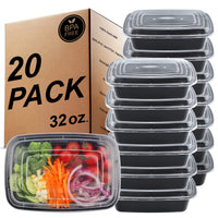 1 x RAW Customer Returns KINGHON 1 Compartment Meal Prep Container, Food Storage with Airtight Lid, BPA Free Reusable Bento Lunch Boxes, Freezer, Microwave and Dishwasher Safe - 20 Pack, 32 oz - RRP €24.99