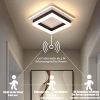 1 x RAW Customer Returns LED ceiling light with motion detector indoor hallway, 24W warm white 3000K ceiling lamp, modern sensor lamp 20cm black, suitable for garages, bathrooms, basements, carports, stairwells, balconies 20CM square  - RRP €34.8