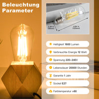 3 x RAW Customer Returns Dimmable E27 LED light bulb, 12W E27 bulb warm white 2700K replacement for 120W incandescent lamp, no flickering energy saving lamp, 1600 lumens LED lamp, 360 beam angle AC 220-240V Edison bulb pack of 3  - RRP €82.29