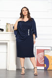 1 x RAW Customer Returns KIMCURVY Elegant women s peplum crew neck pencil dress, navy blue 50-52 large sizes - RRP €40.33