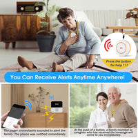 1 x RAW Customer Returns Wireless Senior Emergency Call Button Waterproof Smart Emergency Bell Alert System, Use with Tuya WiFi, Suitable for Elderly Patients Disabled or Children, 1 Receiver 2 SOS Emergency Button - RRP €34.7