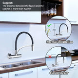 1 x RAW Customer Returns HOMELODY Kitchen Faucet Wall Mounted Black, 180 Rotatable Food Grade Silicone Wall Kitchen Faucet Wall Faucet Flexible Extendable, Sink Faucet for Kitchen Brass Total Height 342 mm  - RRP €83.99