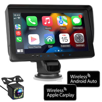 1 x RAW Customer Returns WSRADIOKITS Portable Newest Wireless Apple CarPlay and Android Auto Screen for Car, 7 HD Touch Screen Car Stereo with Mirror Link, Bluetooth 5.2, Backup Camera, AUX, FM Transmitter for All Vehicles - RRP €99.99