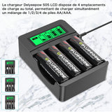 1 x RAW Customer Returns Delyeepow Rechargeable AA Lithium Batteries, 4 Pieces 3400 mWh 1.5V Rechargeable AA Lithium Batteries with Charger, LCD Display 4 Slots, 2 Hours USB Quick Charge - RRP €36.97