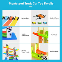 1 x Brand New HOMCENT marble run car track toy, car racing track toy with 4 cars, car track toy from 3 years old boys girls, gift for children - RRP €13.63