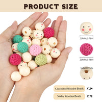 40 x Brand New ZEFAN wooden beads set, 99 pieces wooden beads with face and crochet beads, natural wooden beads, wooden balls with hole for DIY jewelry decorations necklace bracelet - RRP €492.4