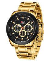 1 x RAW Customer Returns CIVO Men s Watches Gold Stainless Steel Analog Waterproof Chronograph Large Dial Wrist Watch Men - RRP €32.88