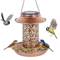 1 x RAW Customer Returns Herefun Solar Bird Feeder, Feeding Stations for Wild Birds, Metal Bird Feeder, Hanging Bird House for Balcony Garden Yard Backyard Outside Decor Solar  - RRP €16.01