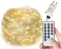 1 x RAW Customer Returns Gresonic 200 300 LED micro silver wire fairy lights, mains operated, decoration for indoor and outdoor use, warm white 300 LED, warm white, 8 modes, timer, dimmable  - RRP €29.0