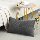 1 x RAW Customer Returns FDTERN Set of 2 Boho Sofa Cushion Covers 30x50 Corduroy Modern Soft Decorative Cross Pattern Cushion Covers for Sofa Bedroom, Dark Gray - RRP €22.8