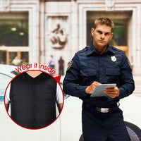 1 x RAW Customer Returns HEPUBAR stab-proof vest, stab-proof protective vest for men, slim fit, V-neck, sleeveless, with 4 buttons, for police, security protection stab-proof vest  - RRP €89.53