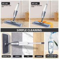 1 x RAW Customer Returns Mops for floor cleaning, floor mop with spray function with 6 washable microfiber covers, 1 scraper, 1 mop holder, for dry-wet mop for mop for walls, hardwood, vinyl, laminate, ceramic, tiles - RRP €23.59