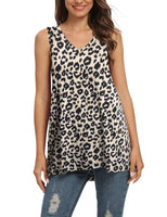 1 x Brand New AUSELILY Women s Casual Sleeveless V-Neck T-Shirt Leopard,S  - RRP €22.79