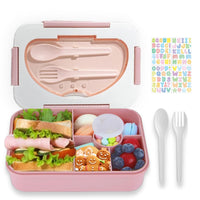 1 x RAW Customer Returns RUHMEX lunch box for children with compartments 1350ML, lunch box for children, bento box, leak-proof with 5 compartments, cutlery set, breakfast box for girls, boys, kindergarten, lunch box for adults pink  - RRP €15.12