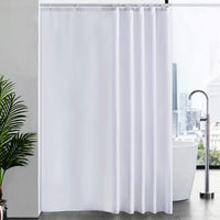 1 x RAW Customer Returns Extra long shower curtain for the bathroom, anti-mold textile bath curtain for the bathtub and shower, curtain made of antibacterial washable fabric with 12 hooks, extra large white 200x240cm. - RRP €21.31